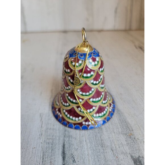 Unique Mosaic bell ornament Xmas vintage red‎ blue - Picture 5 of 7